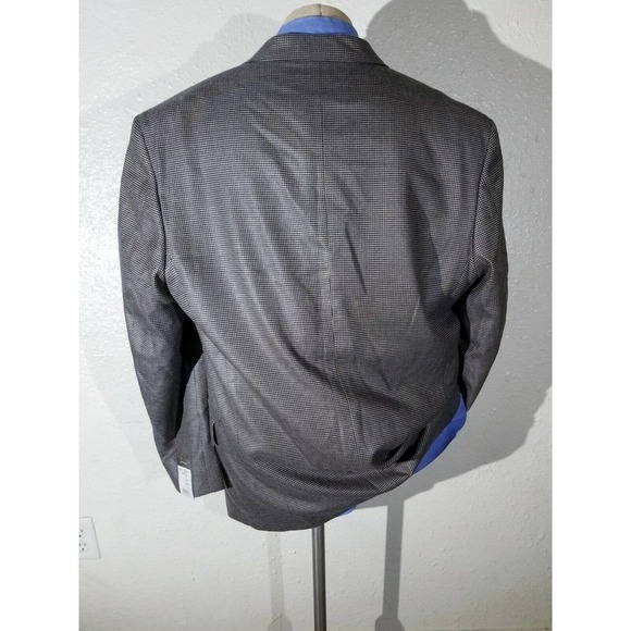 46XL orange Black Tooth Check SILK WOOL Tweed SportCoat Blazer Jacket J. Abboud - Picture 4 of 7